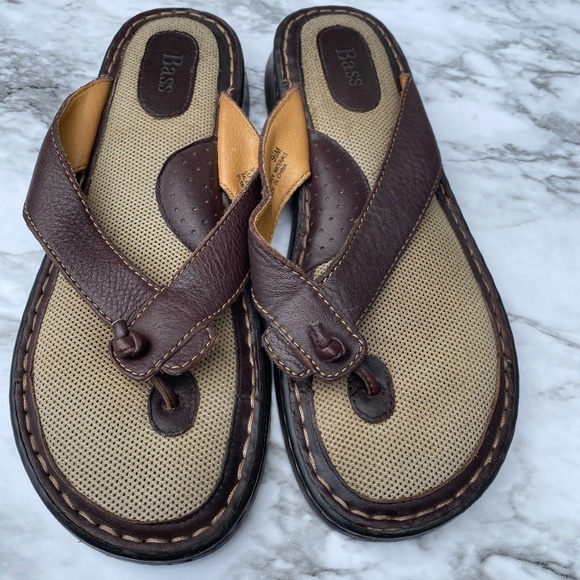 bass leather flip flops